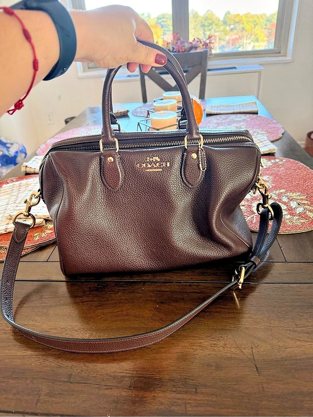 Coach Rowan Large Satchel Leather Satchel in Brown Like New